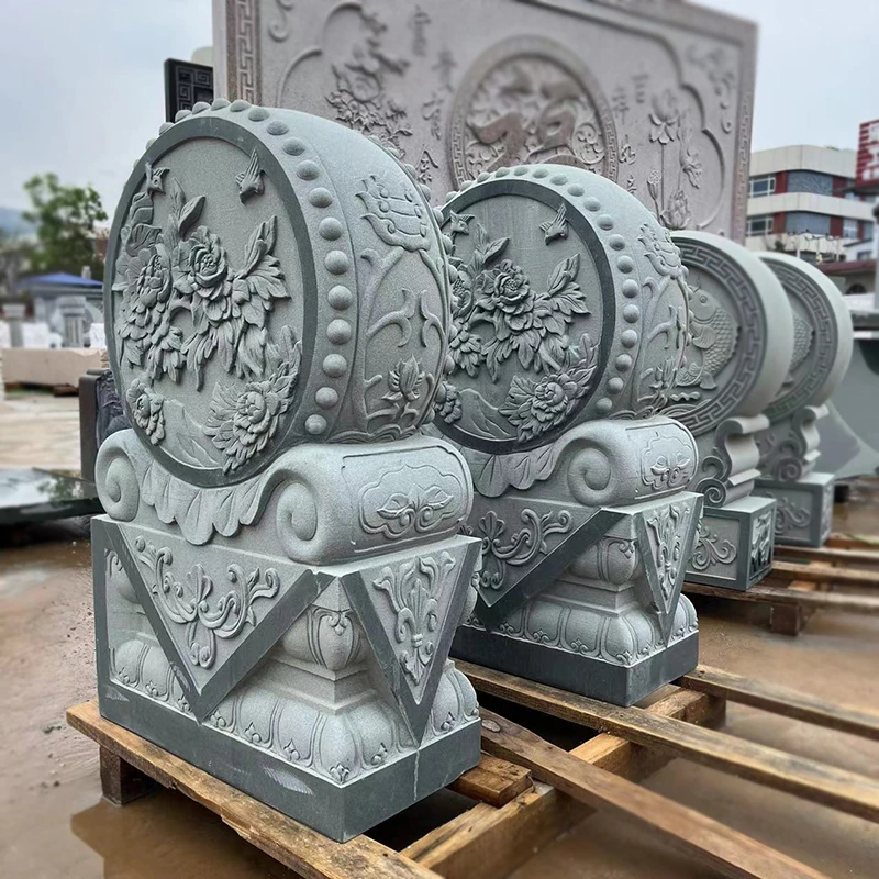 双12石雕门墩天然一对青石门口摆件抱鼓门当石鼓门鼓庭院装饰石墩