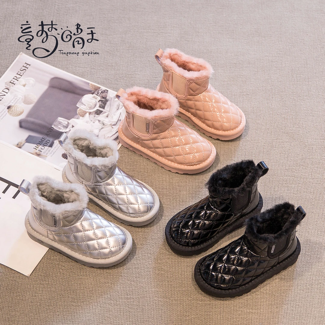 女童雪地靴2022年冬季新款儿童靴子加绒宝宝大棉鞋加厚防水防滑冬