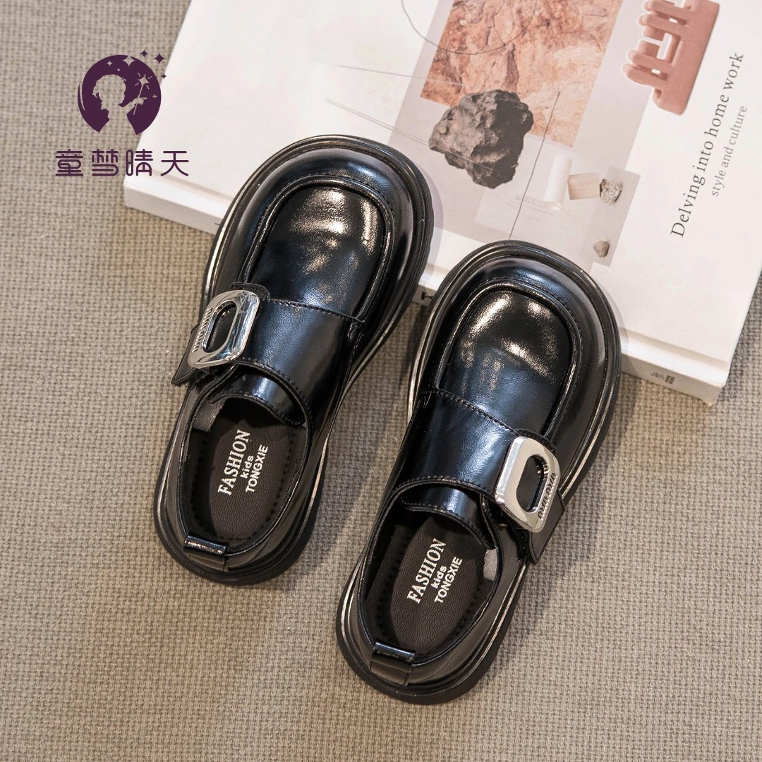 女童黑色小皮鞋春秋款2025新款儿童鞋公主鞋春季英伦风玛丽珍单鞋