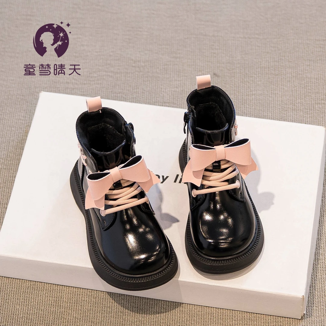 女童靴子儿童马丁靴儿童鞋公主靴儿童短靴单靴6-12岁秋冬软底皮靴