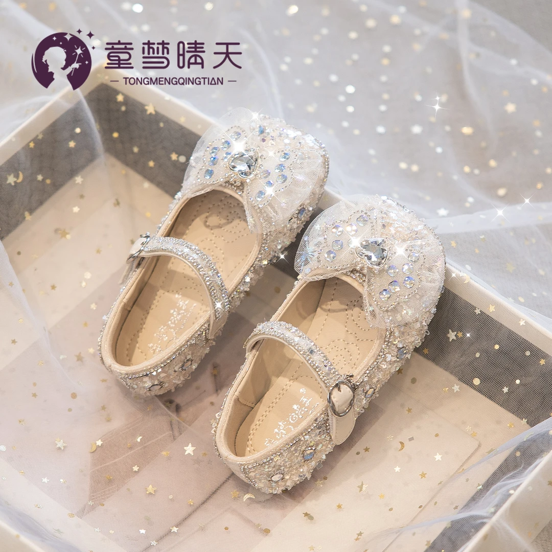 童梦晴天公主鞋女童配礼服2024新款儿童鞋子小女生水钻艾莎水晶鞋