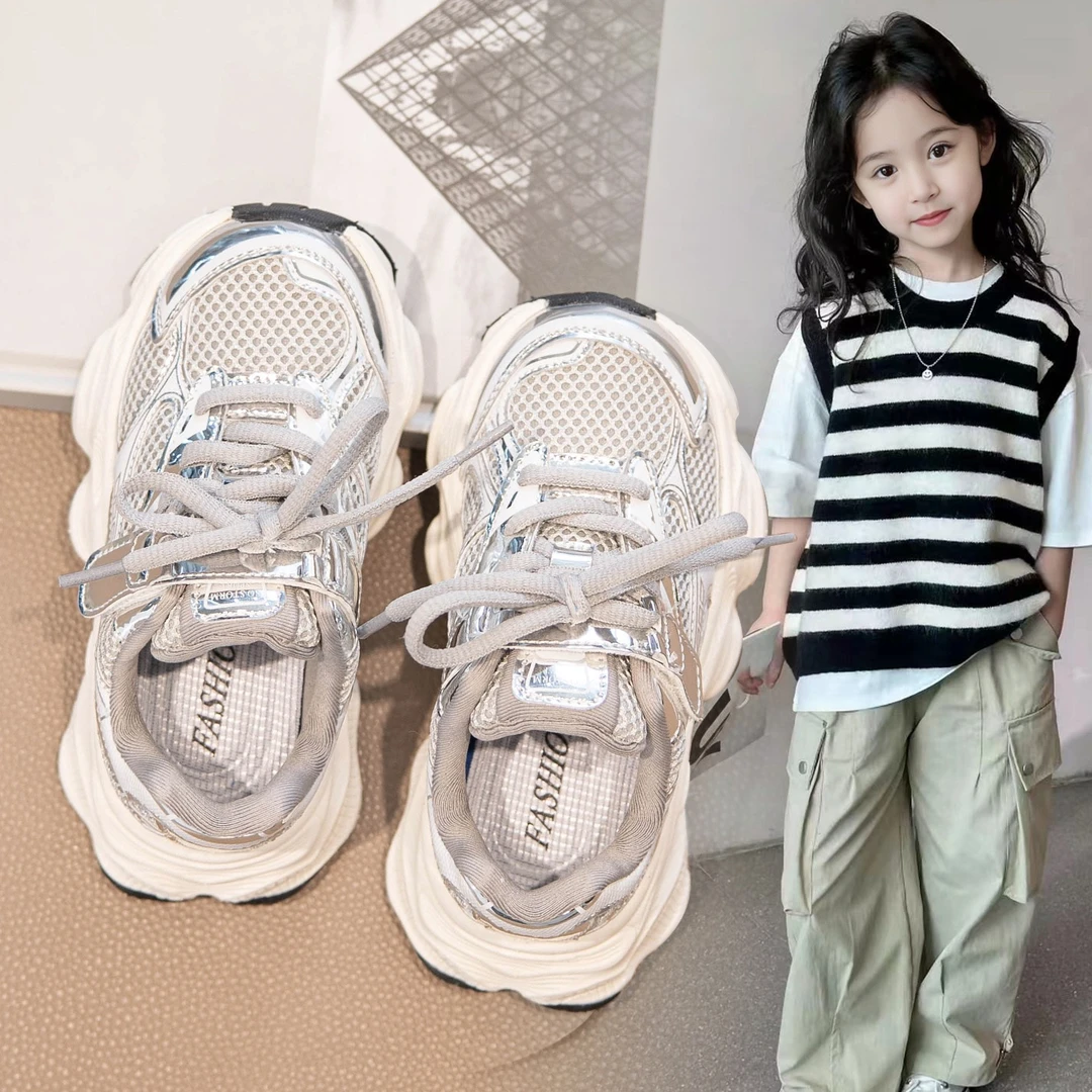 女童运动鞋2024百搭春秋儿童鞋子网面老爹鞋春款大童鞋软底休闲鞋
