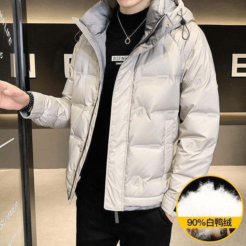 新款羽绒服男士外套冬季潮流牌男装加厚保暖短款连帽上衣男