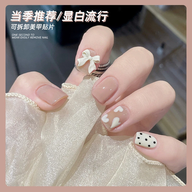 Fairy'sGift短款手工穿戴甲片可爱高质量甲片裸色穿戴甲显白美甲