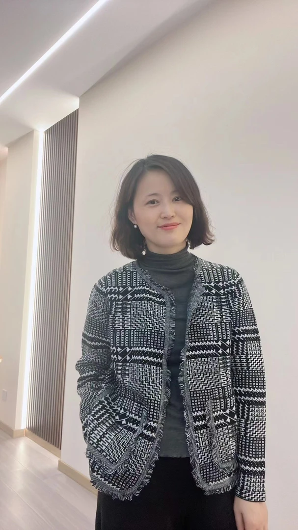 彩薇福利清仓23新款提花羊毛小香风圆领开衫百搭气质名媛时尚外搭