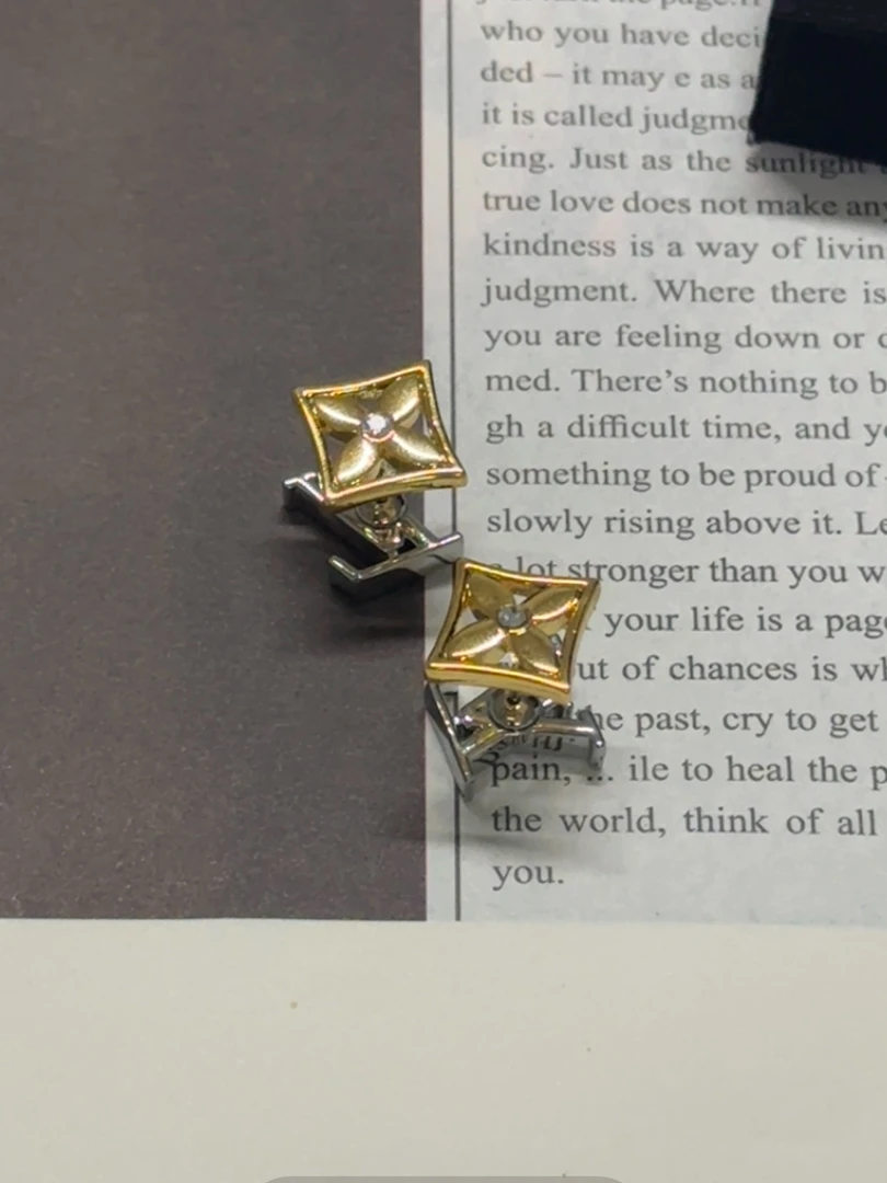 铜合金耳饰 「尖花前后两戴拼色耳钉」EH010简约欧美设计感个性