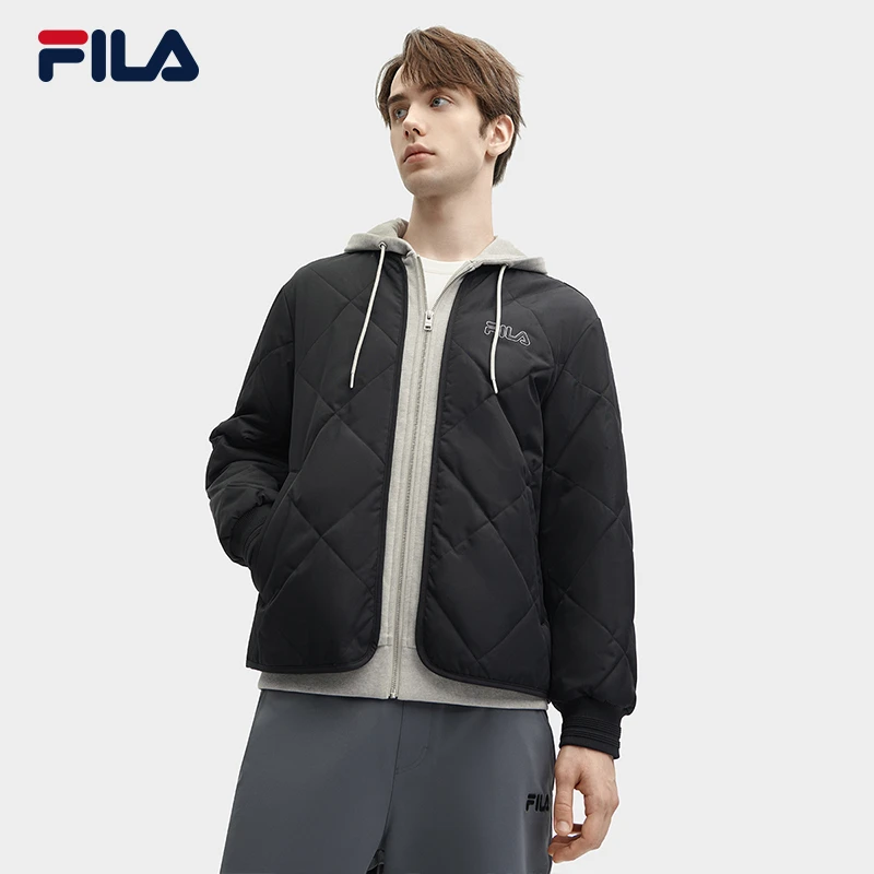 FILA斐乐男装新款休闲保暖舒适假两件连帽棉服外套F11M418902F