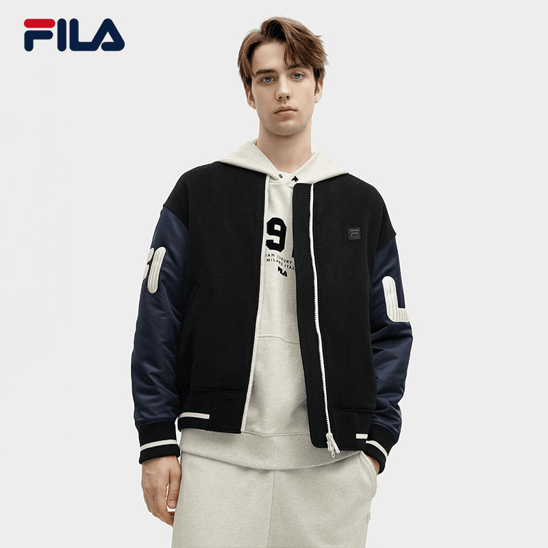 FILA斐乐男装春季新款运动休闲呢子潮流棒球服外套F11M415708F