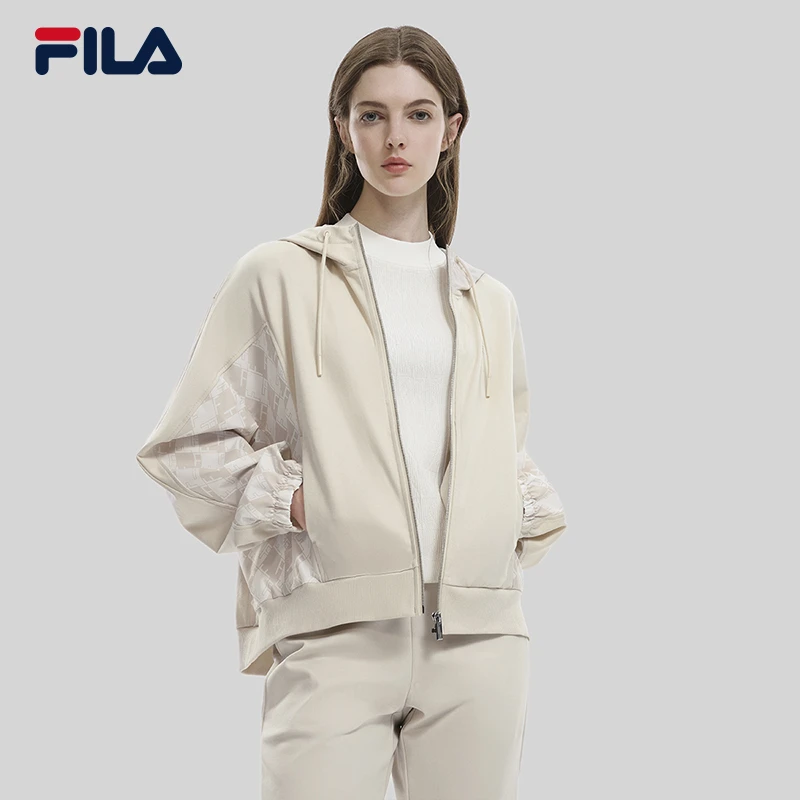 FILA斐乐女子新款时尚春秋薄款轻职场宽松连帽外套F11W334502F