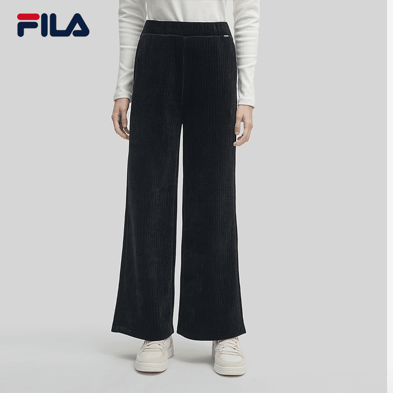 FILA斐乐女装春季秋季复古宽松针织时尚百搭休闲裤F11W344604F