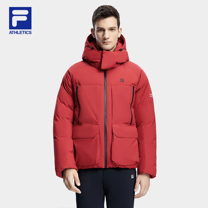 Fila斐乐男子【防水多兜连帽羽绒服】冬季保暖加厚外套A11M341907F