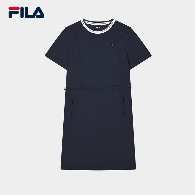 FILA斐乐女款休闲简约百搭时尚宽松长款针织连衣裙F11W424304F