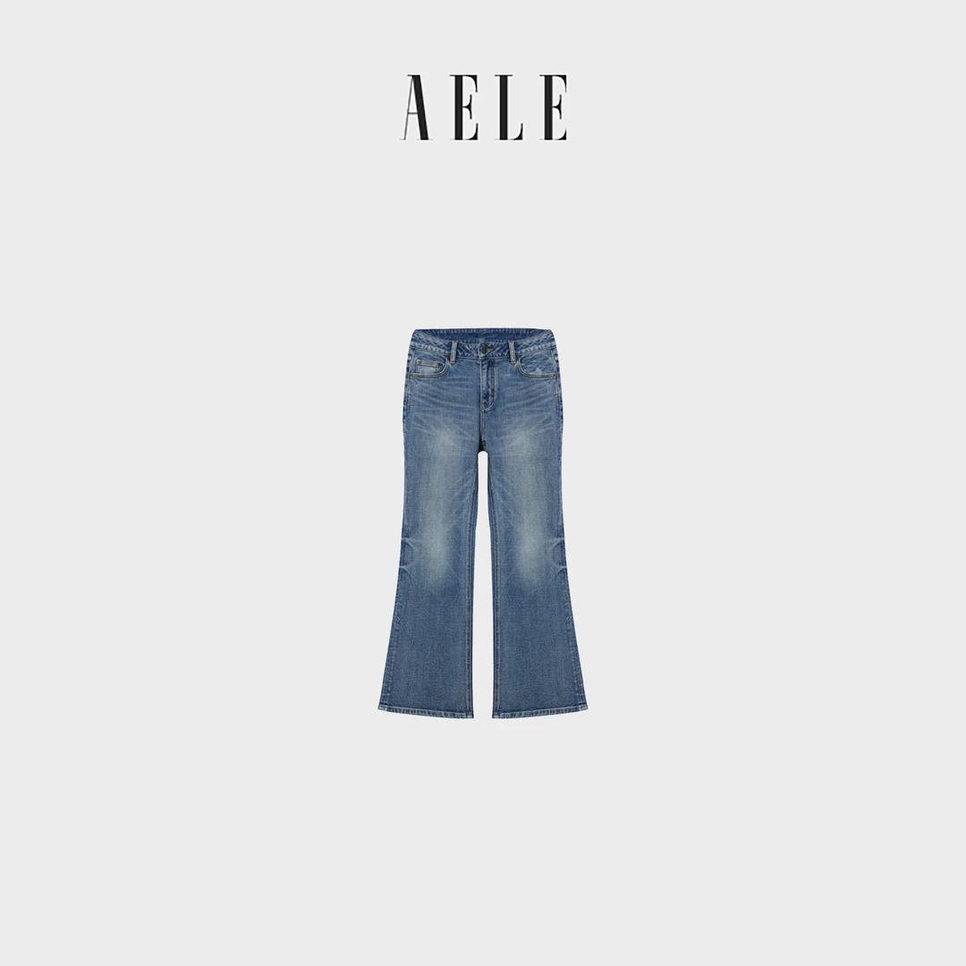 AELE微喇水洗复古牛仔裤女 DW 98005