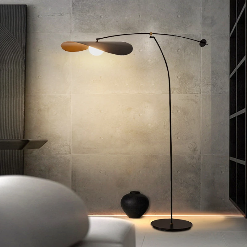 SUNMARK钓鱼落地灯意式极简客厅卧室创意沙发边摇臂帽子立式台灯