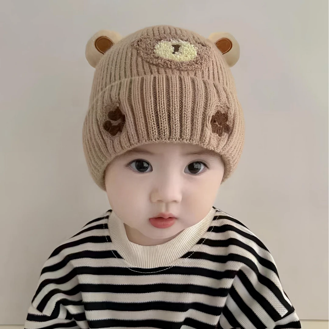 婴儿帽子秋冬季毛线帽可爱新生宝宝针织帽男孩女宝保暖婴幼儿冬季