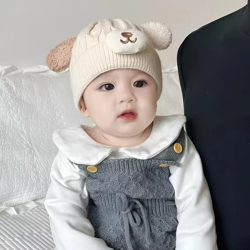 宝宝帽子可爱新生儿胎帽冬季毛线针织帽加厚保暖男女婴幼儿护囟门