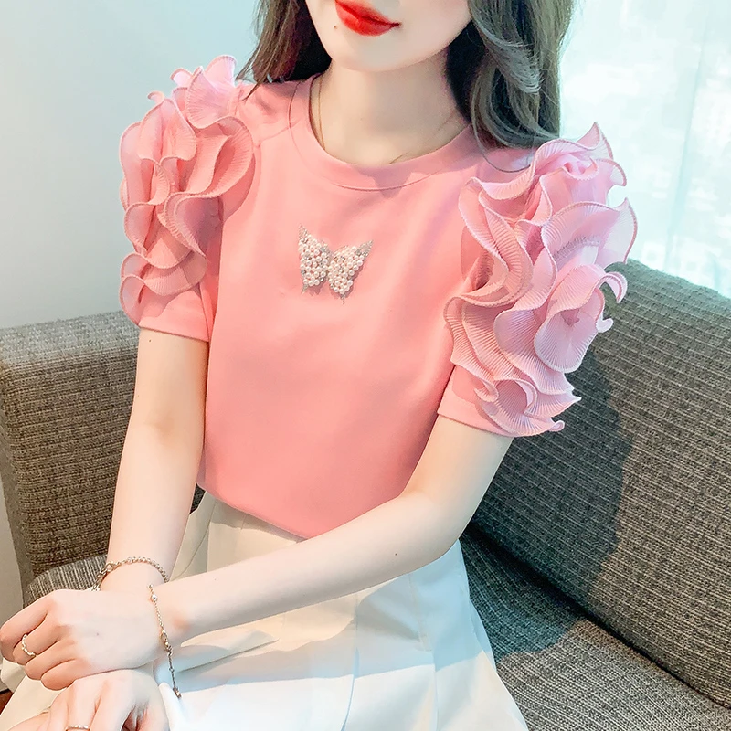 短袖t恤女2024年新款夏季时尚漂亮设计感小众别致减龄上衣高级感