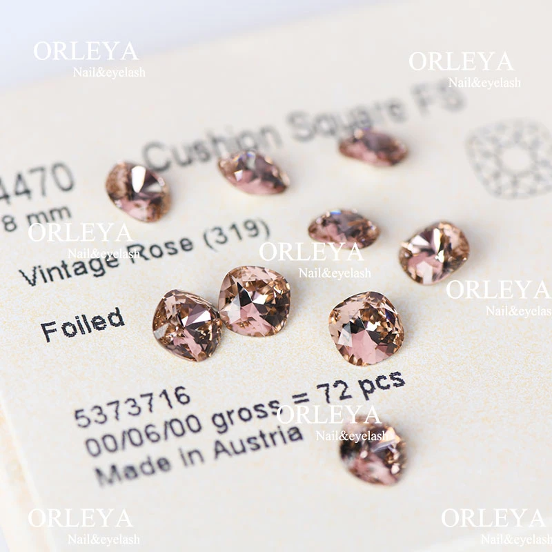 施家奥地利华子水晶钻4470尖底肥方319古典玫瑰美甲堆钻8mm方圆形