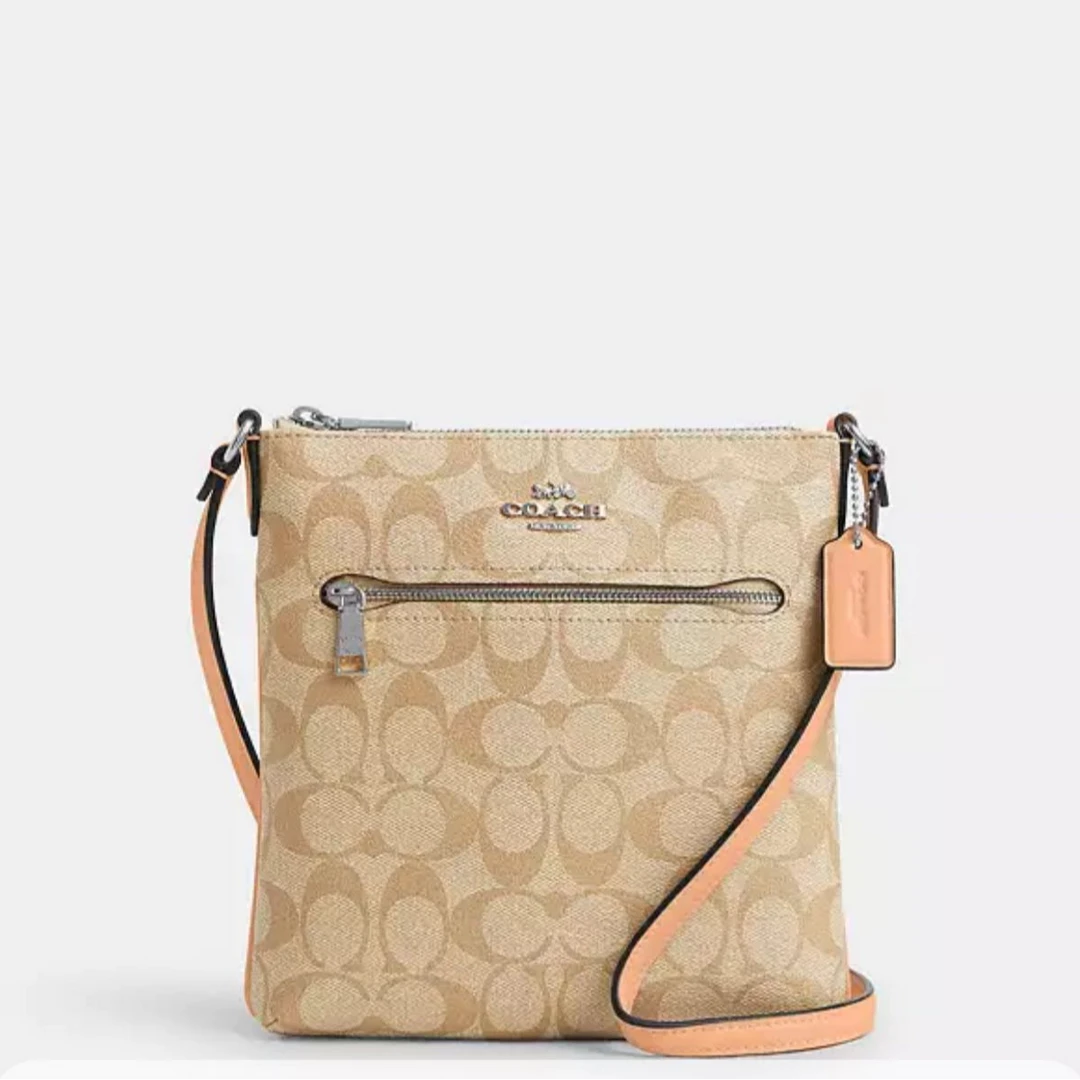 COACH/蔻驰Rowan浅卡其橘粉色邮差斜挎包CS182（20*20*3cm）