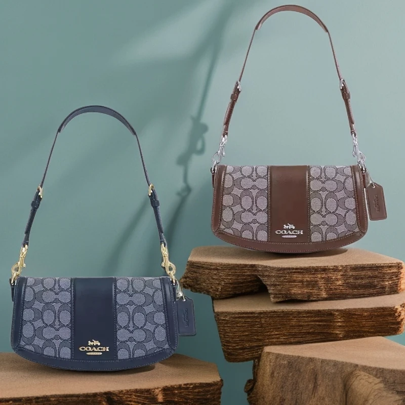 Coach/蔻驰Andrea枫木红/午夜蓝单肩腋下包CT767（24*13.5*5.5cm）