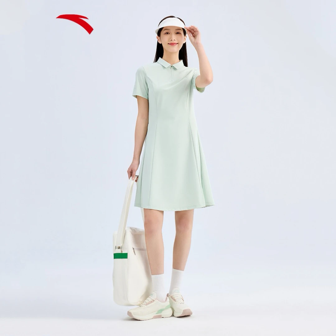 安踏24年夏季女子冰肤科技显瘦百搭时尚连衣裙POLO裙162427203-LL
