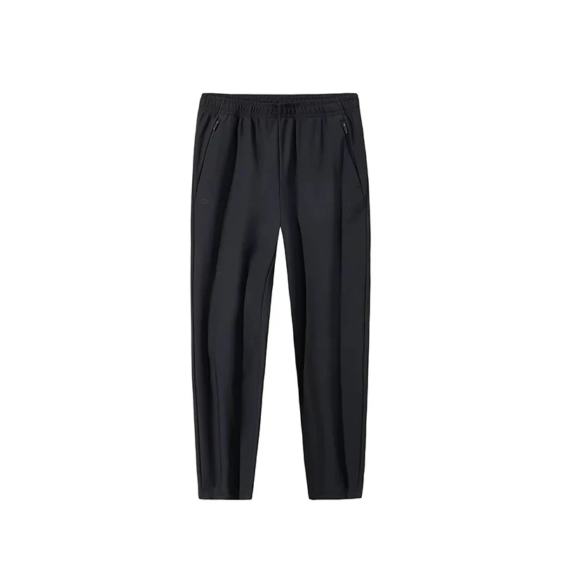 安踏运动女秋季新款跑步运动裤黑色针织裤直筒裤子162447309N-LL