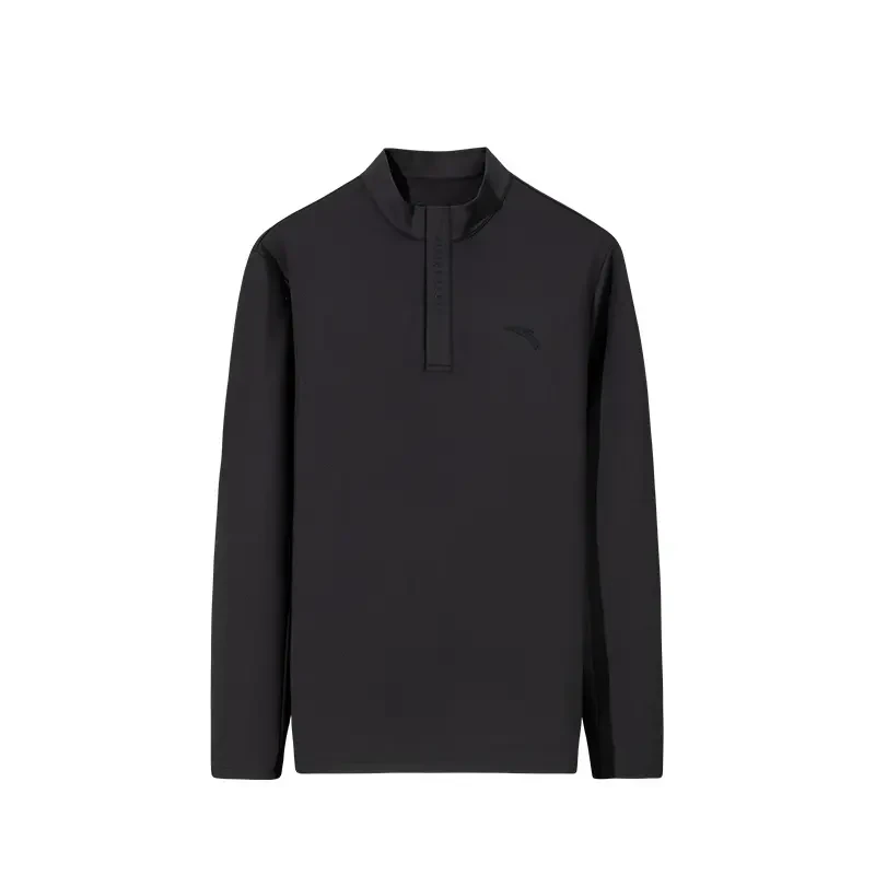 安踏蛇年新款长T男士运动户外休闲长袖加绒冬半拉链152517409