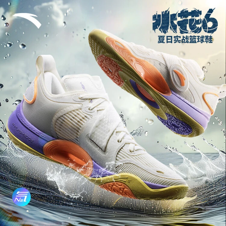 安踏水花6｜25年汤普森外场实战低帮运动鞋透气篮球鞋112421108-XF