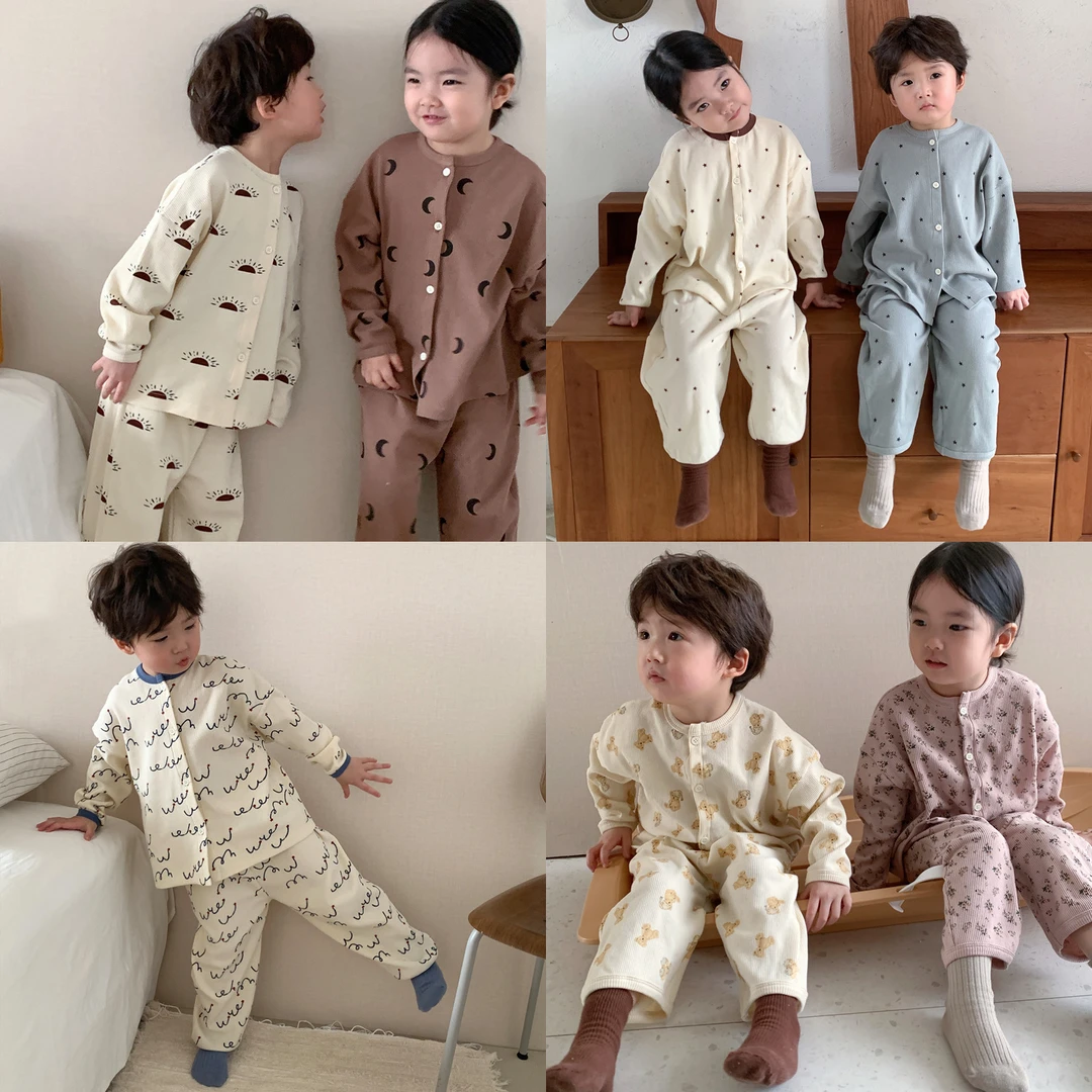 秋冬季儿童睡衣全棉家居服套装中小童卡通长袖宝宝秋衣秋裤打底衫