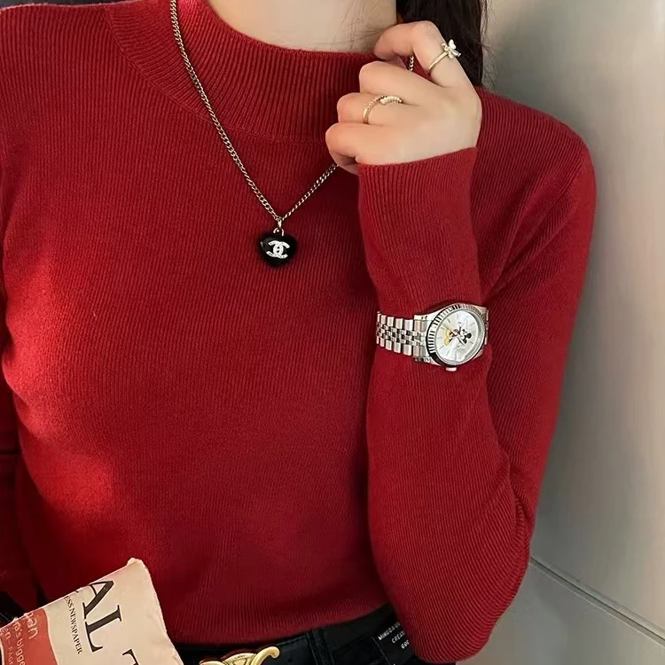 8005--纯色修身针织打底衫