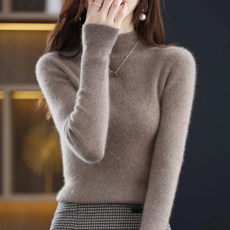 【今晚涨】 秋冬新款针织衫女半高领毛衣内搭套头打底衫女士毛衫