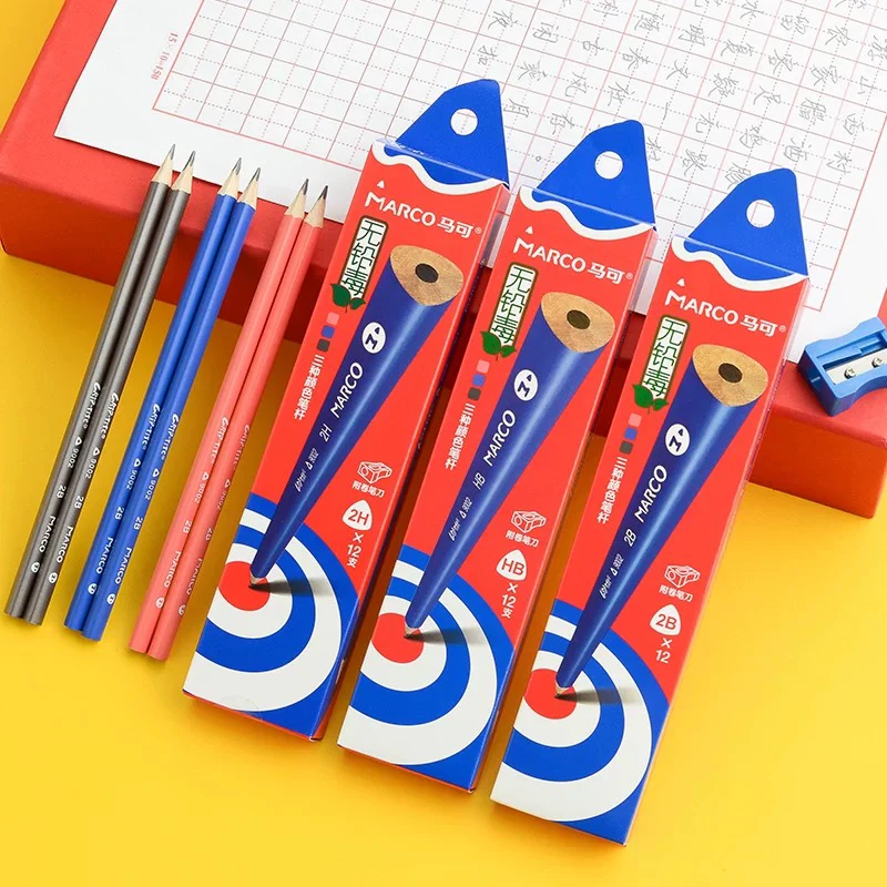 马可铅笔三角杆矫正握姿三棱铅笔HB儿童写字作业笔