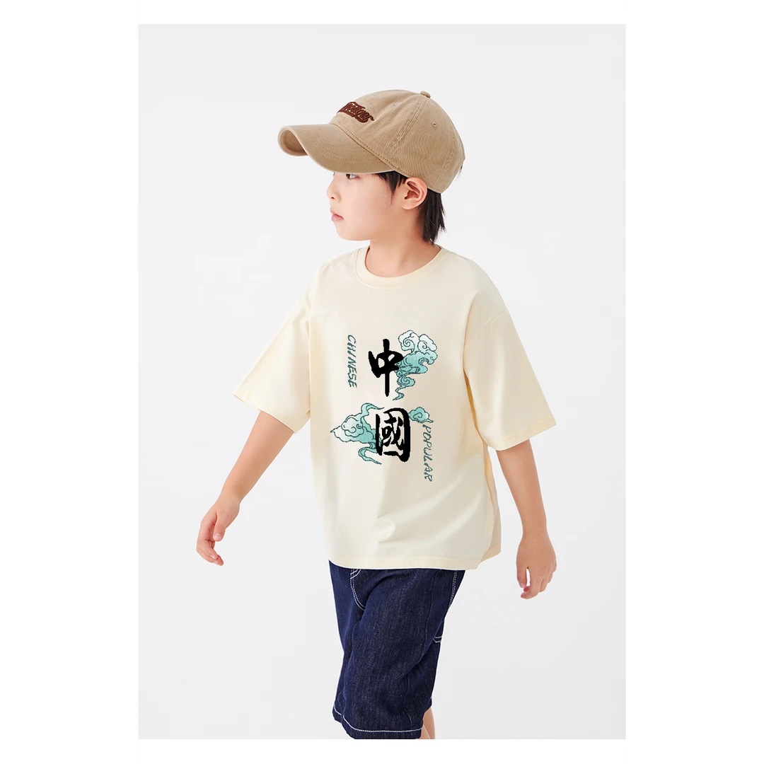 儿童短袖男童中大童夏季t恤纯棉卡通衣服洋气时髦大童夏装上衣男