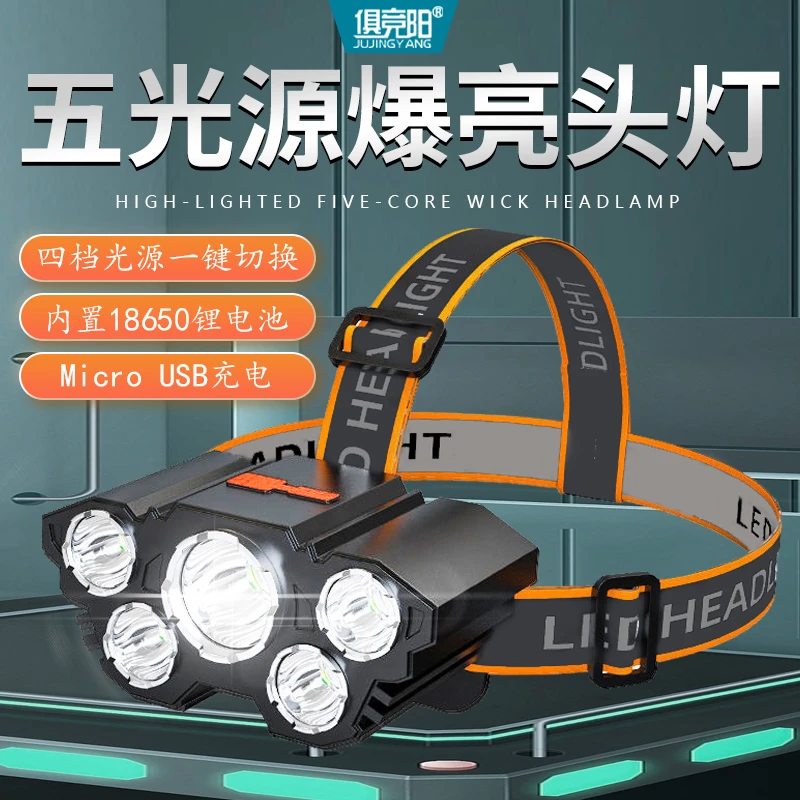 强光头灯头戴式超亮USB充电锂电大泛光检修工作户外散光led矿灯