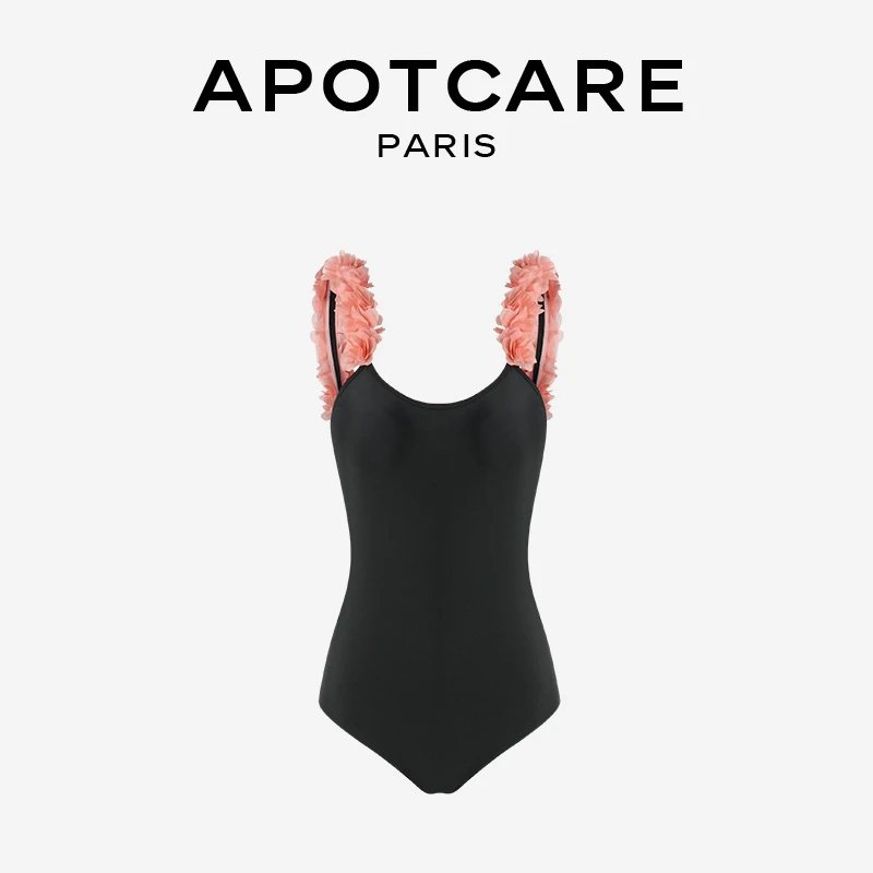 法国 APOTCARE 夏季新品 性感连体修身复古遮肚显瘦露背聚拢泳衣