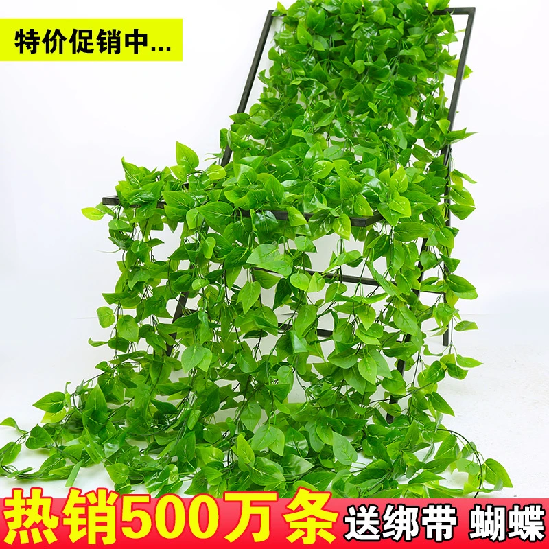 仿真绿萝叶藤条装饰假树叶绿藤藤蔓暖气水管道遮挡空调缠绕塑料花