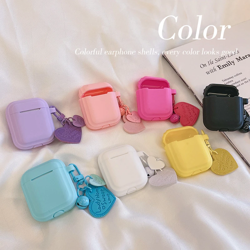 简约纯色带挂件耳机壳适用AirPodsPro2代保护套苹果迷你卡通可爱
