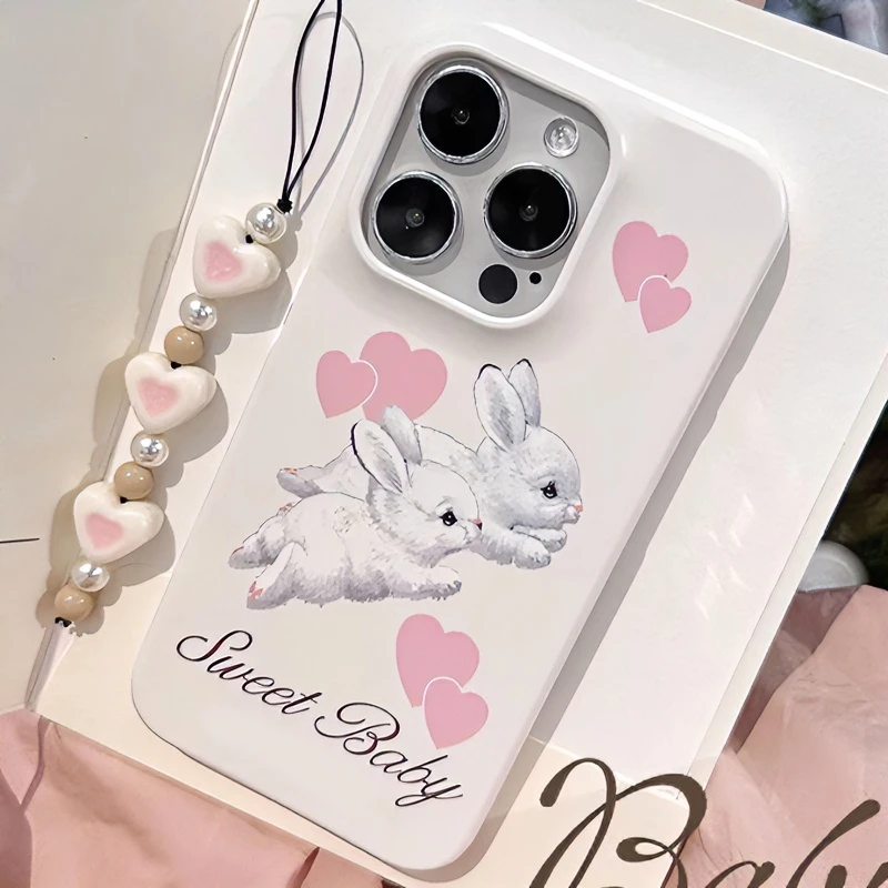 可爱奶油爱心小兔XR适用iPhone13ProMax苹果14pro手机壳11软8女12
