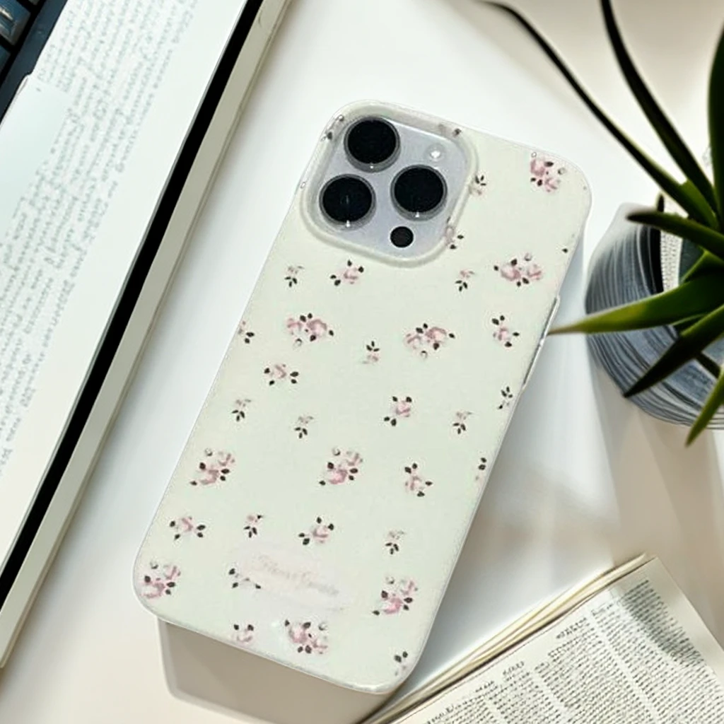 网红粉色碎花适用iPhone15手机壳苹果14promax少女ins风简小清新X
