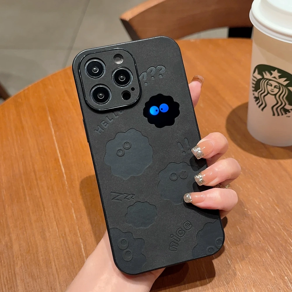 潮牌镭射可爱煤球适用苹果17promax手机壳防摔情侣16pro创意14pro