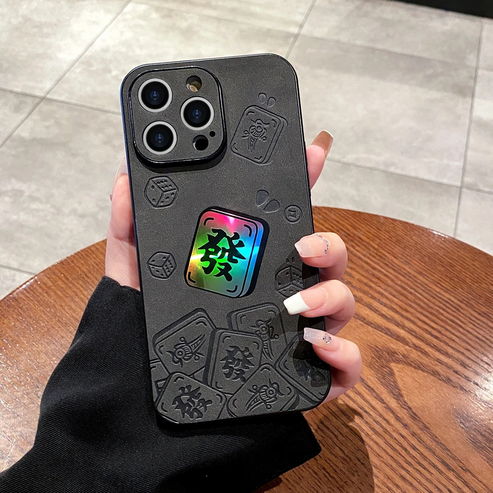 潮牌镭射个性发财适用17promax手机壳苹果16pro创意全包12p/14pro