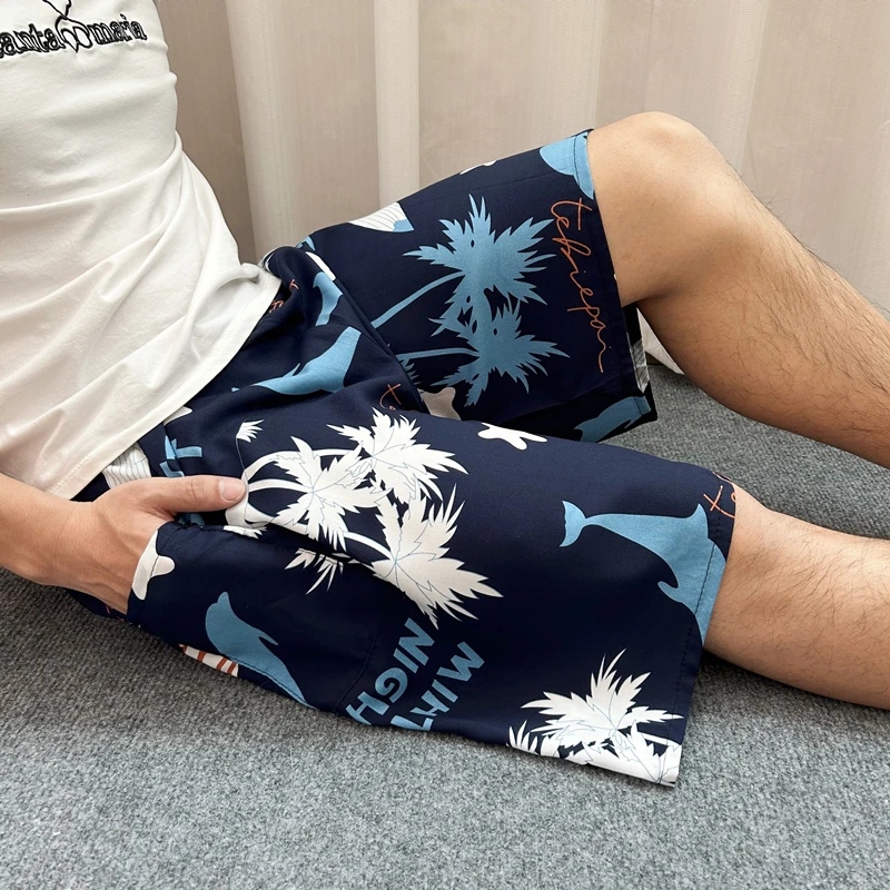 夏季居家男棉绸绵绸大裤衩沙滩裤超薄大码家居裤人造棉短裤睡裤男