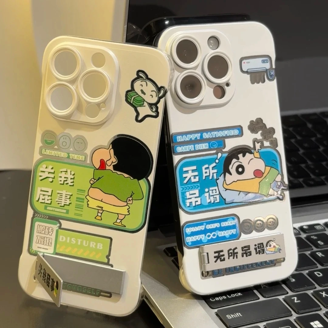 搞怪小新支架适用iphone16无边框15手机壳适用华为70vivo小米oppo