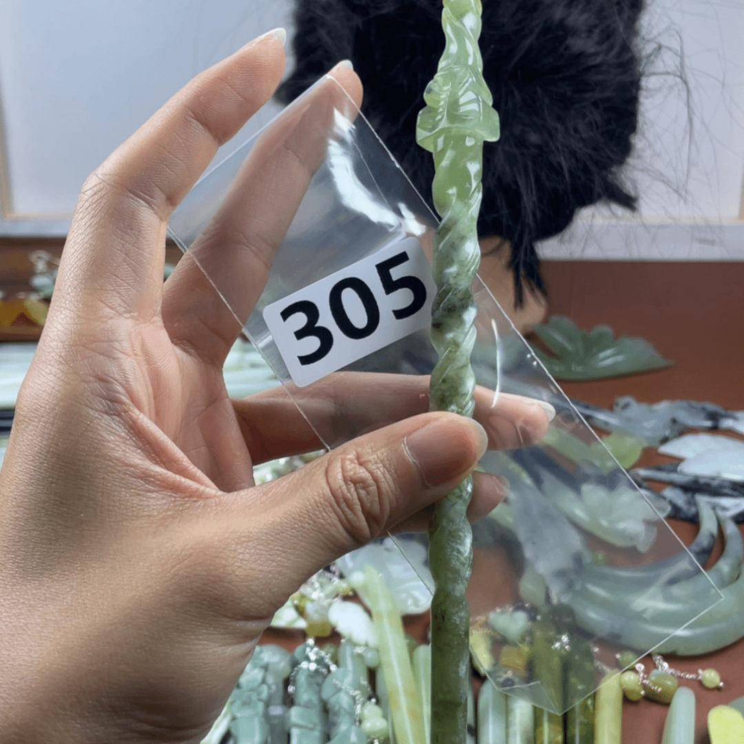 【闪购商品】蛇纹石玉发饰合金別**邊