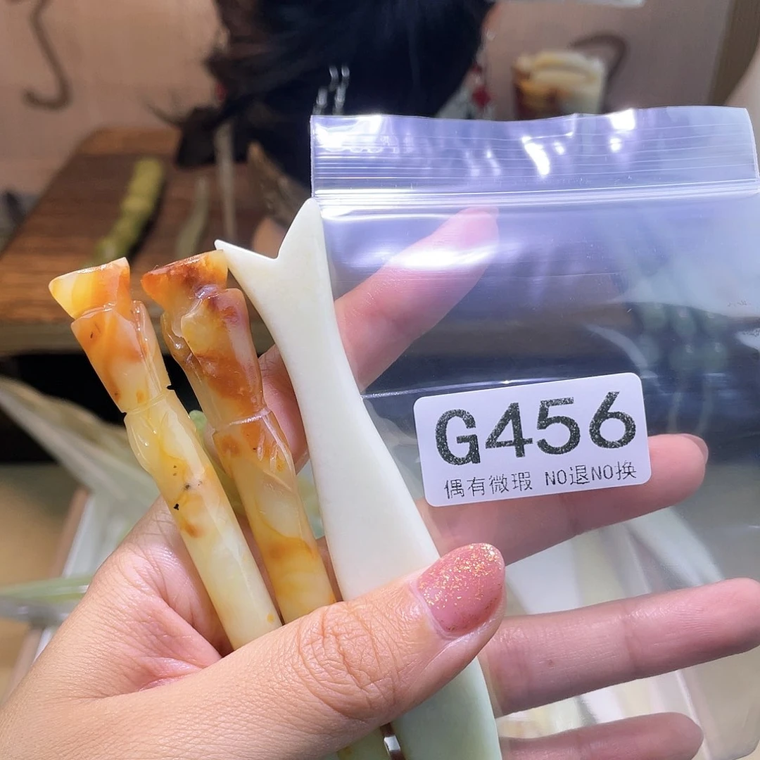 蛇纹石玉发饰未镶嵌酒**3