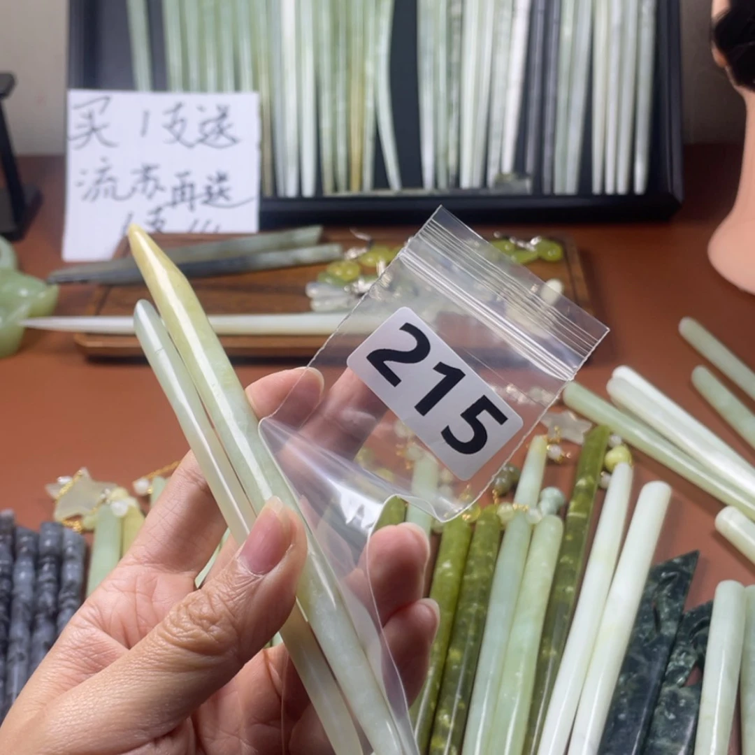 【闪购商品】蛇纹石玉发饰合金旕***。