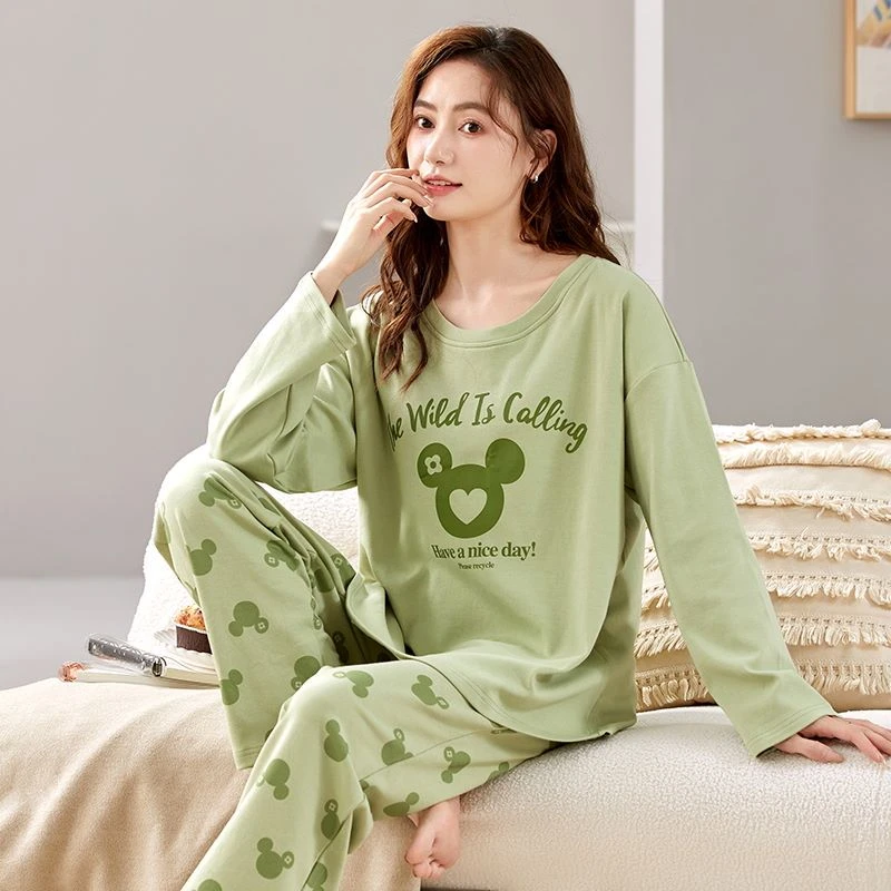 6916新款秋冬睡衣女长袖长裤宽松韩版爆款家居服HMF