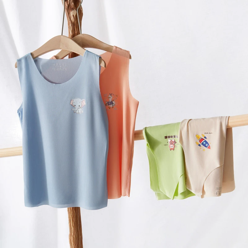 儿童背心无痕薄款夏季宝宝打底衫男童无袖夏季女童内穿面膜小背心