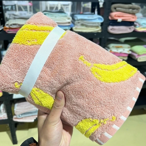 小梅家 两条装加厚加密纯棉吸水大毛巾100%棉180g秋冬洗脸巾香蕉
