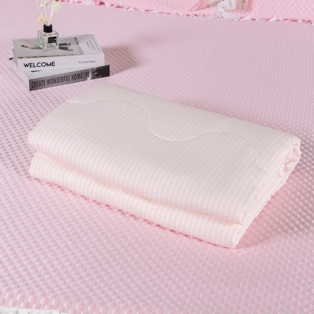 名创线下同款夏凉被子1.5x2米空调被芯可机洗柔软透气粉条纹